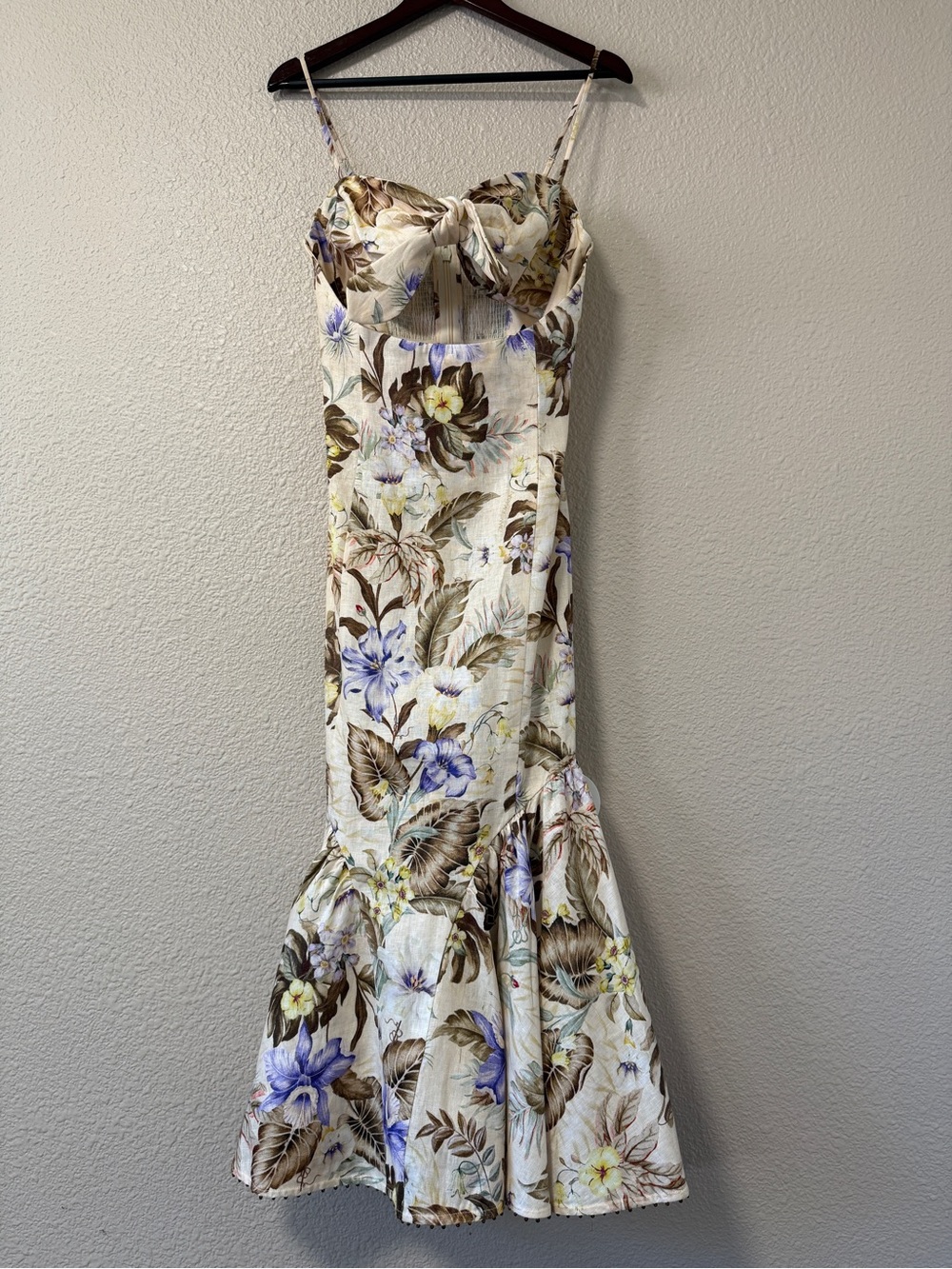 Zimmermann Coco Floral Linen Midi Dress AU2 Summer Vacation Resort wear US 6/8